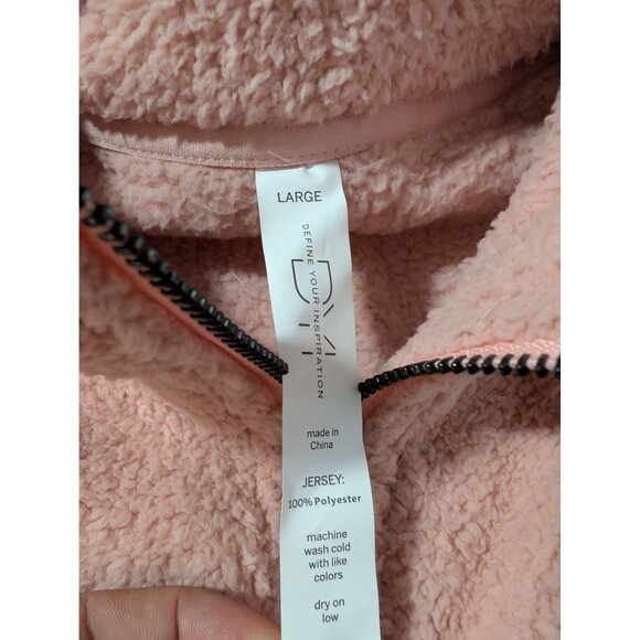 DYI Women's 1/2 Zip Fuzzy Fleece Sweater Blush Pink Size Large - Picture 4 of 6